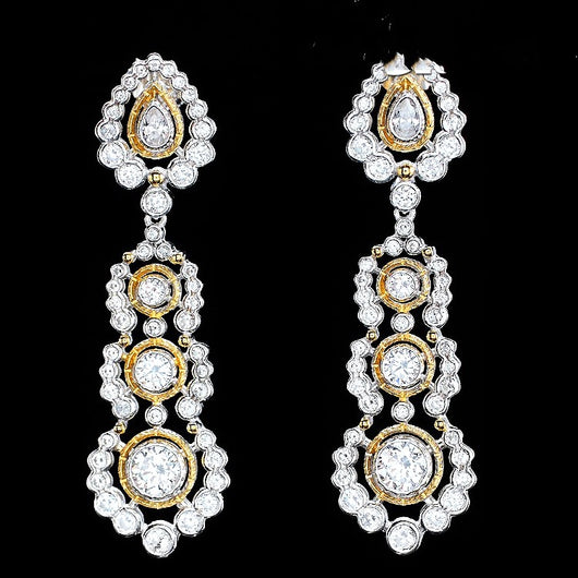 Aretes de Lujo Ligero en Plata 925 con Baño de Oro y Circonitas Brillantes