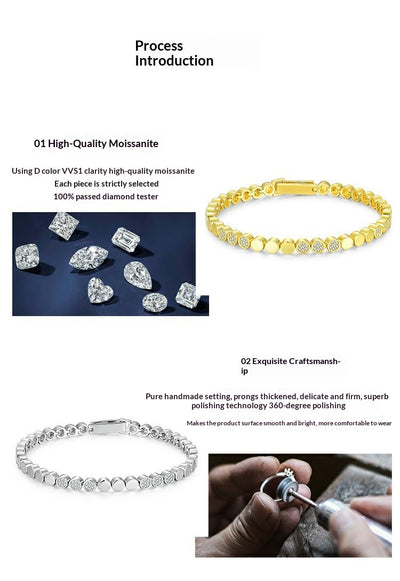 Pulsera de Moissanita Redonda Plateada en Oro - Diseño Burbuja Exclusivo para Mujer - Image 8