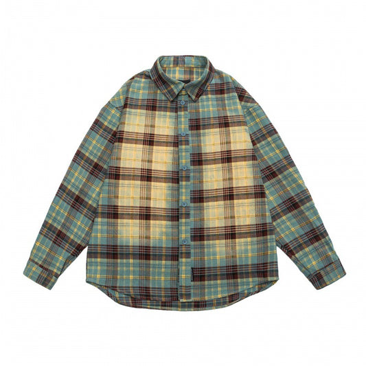 Camisa Colorblock de Manga Larga con Solapa