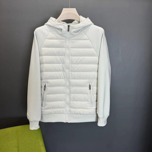 Chaqueta Acolchada con Capucha Patchwork Minimalista Ultraligera para Hombre - Image 8