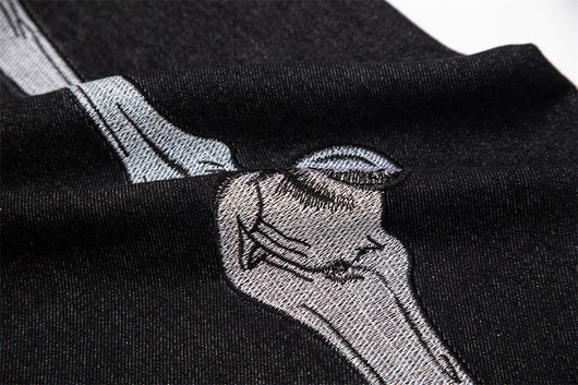 Jeans Negros con Bordado de Calavera para Hombre - Image 15