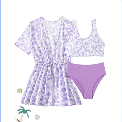 Traje de Baño Tres Piezas con Estampado Moderno - Image 5