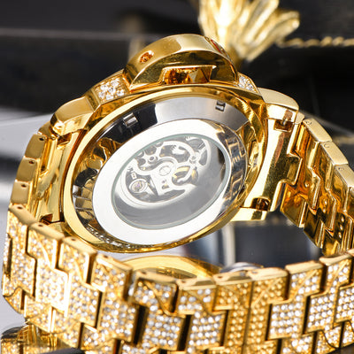 Reloj Mecánico Hombre Diamante Completo Fondo Hueco Luminoso - Image 15