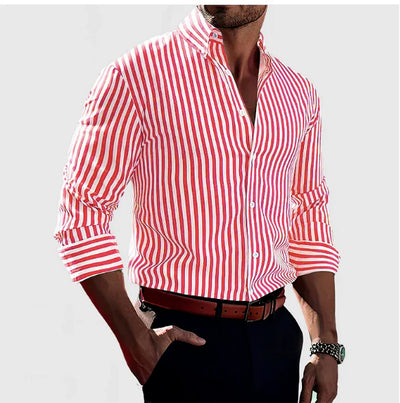 Camisa Casual de Manga Larga con Rayas para Hombre - Estilo Moderno Botones - Image 16