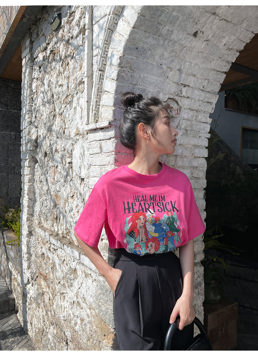 Playera Estampada Suelta y Ajustada para Mujer - Cuello Redondo Manga Corta - Image 57