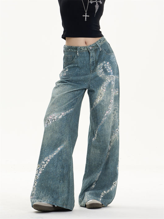Pantalones Jeans Anchos con Estampado de Moño - Image 2