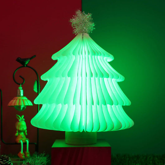 Lámpara LED de Árbol Navideño Plegable de Madera con Luces Coloridas - Image 7