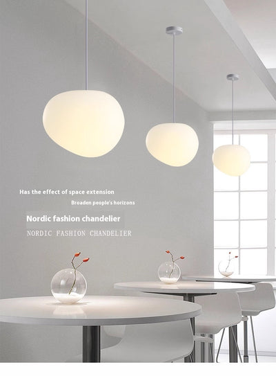 Lámpara Colgante de Cristal Lechoso con Piedras para Restaurante y Comercio - Image 11