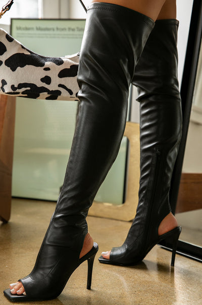 Botas Mujer Tacón Stiletto Punta Abierta Negro Elegante - Image 5