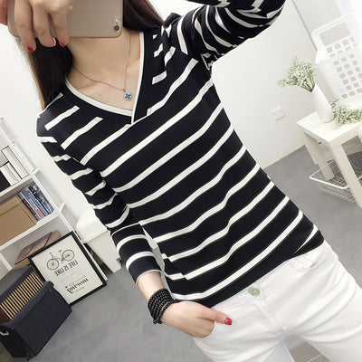 Blusa Cuello V Manga Larga Estilo Coreano - Image 13