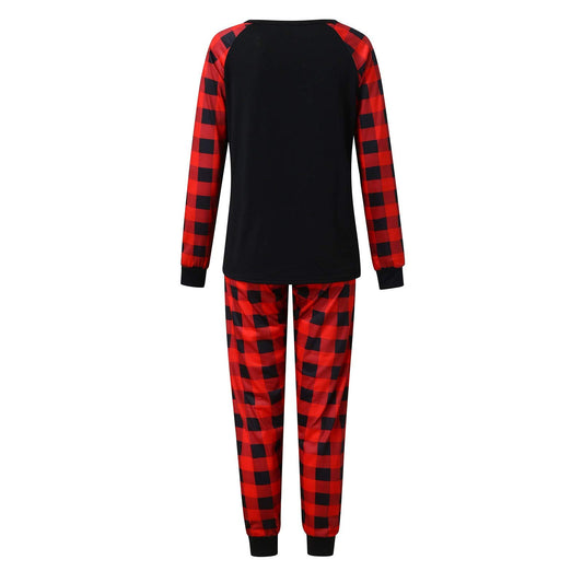Three matching family Christmas pajama sets with black tops, red plaid sleeves, and red plaid pants. Tops feature '2020 MERRY CHRISTMAS' text. - Image 2