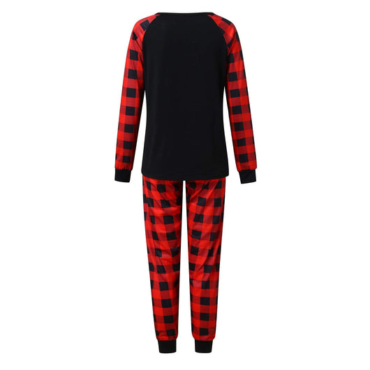 Three matching family Christmas pajama sets with black tops, red plaid sleeves, and red plaid pants. Tops feature '2020 MERRY CHRISTMAS' text. - Image 2