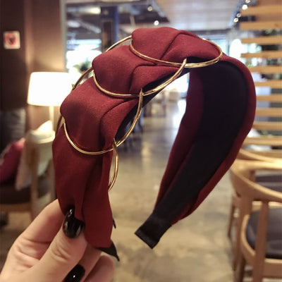 Diadema Ancha Dorada con Tejido Cruzado y Aro para Mujer - Image 17