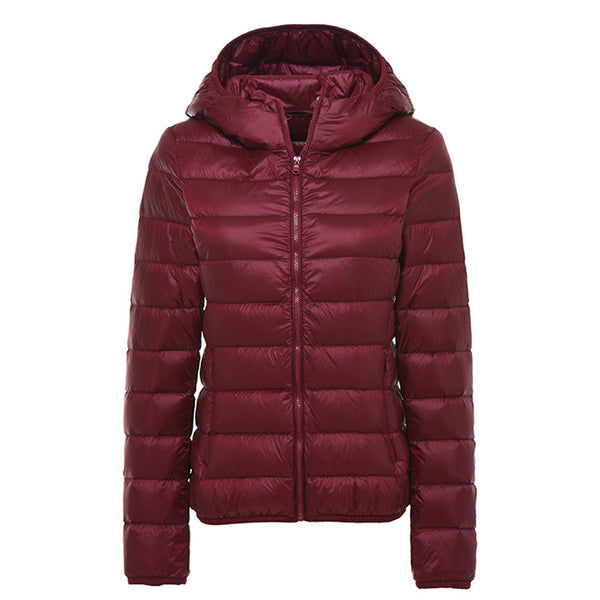 Chaqueta Corta de Plumón de Pato Blanco para Mujer - Abrigo Elegante y Ligero
