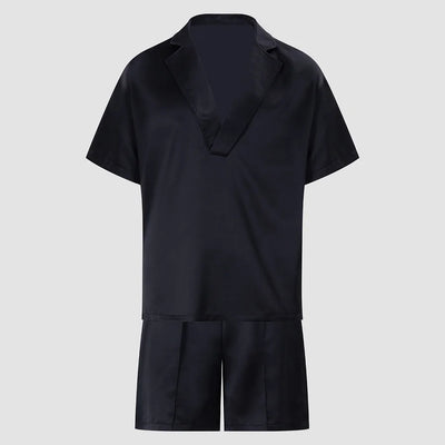 Conjunto de Verano para Hombre - Outfit Casual 2 Piezas con Camisa de Solapa y Shorts - Image 3
