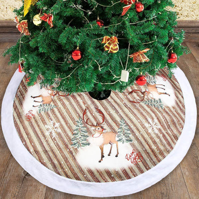 Falda Protectora para Base de Árbol Navideño 98cm - Diseño Papá Noel Franela - Image 6