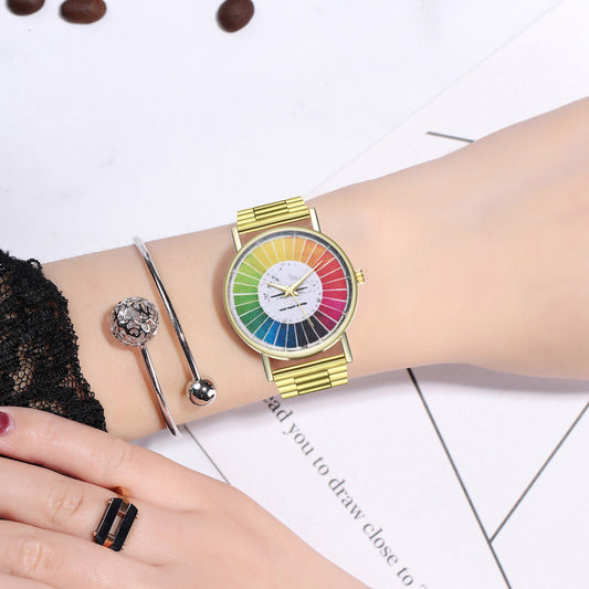 Reloj Deportivo Retro con Rueda de Colores - Diseño Vintage para Aventureros