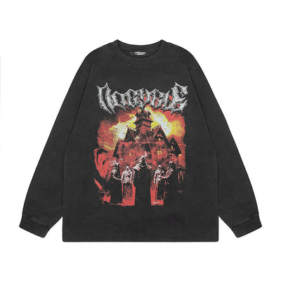 Camiseta Oversize Manga Larga con Estampado Rock Lavado - Image 3