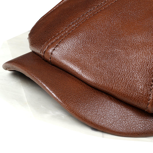 Sombrero Octagonal de Cuero Gamuza con Cúpula - Estilo Clásico para Hombre - Image 10