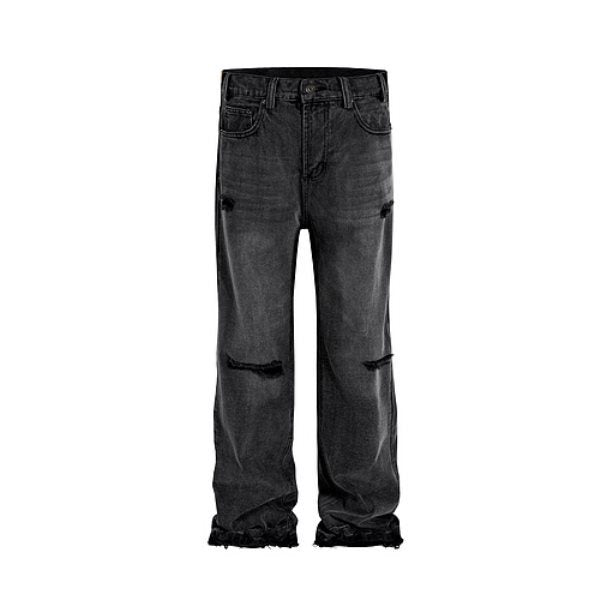 Jeans Rectos Destruidos Vintage para Hombre - Corte Cuchillo Desgastado