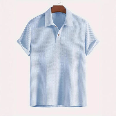 Camisa Casual de Punto Rombo con Solapa - Corte Holgado Manga Corta Hombre - Image 3