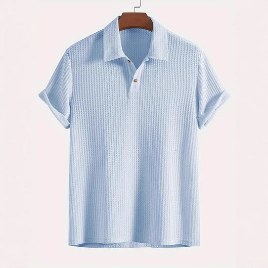 Camisa Casual de Punto Rombo con Solapa - Corte Holgado Manga Corta Hombre - Image 3