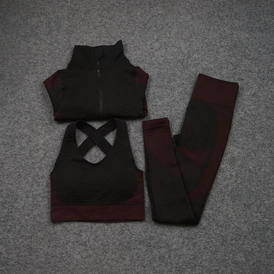 Conjunto Deportivo de 3 Piezas Yoga Fitness con Tela Elástica - Image 33