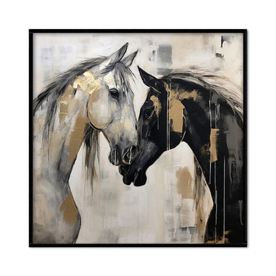 Cuadro Abstracto de Caballos Pintado a Mano - Arte Moderno en Blanco y Negro para Oficina - Image 5