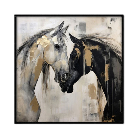 Cuadro Abstracto de Caballos Pintado a Mano - Arte Moderno en Blanco y Negro para Oficina - Image 5