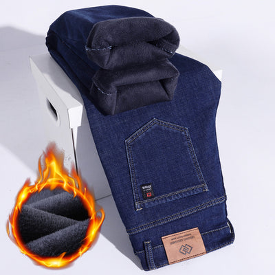 Pantalones Vaqueros Gruesos Forrados en Fleece para Hombre Talla Grande - Image 7