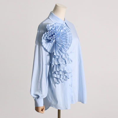Blusa Casual con Flores Tridimensionales y Detalles de Volantes - Image 21