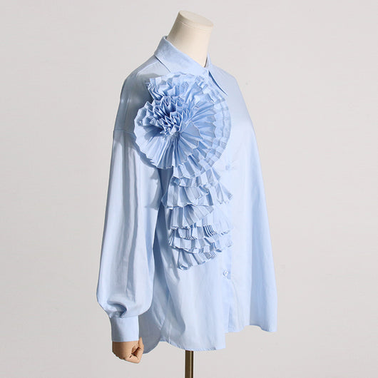 Blusa Casual con Flores Tridimensionales y Detalles de Volantes - Image 21