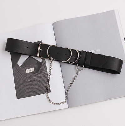 Cadena de Cuero Negro con Correa y Diseño Cóncavo - Image 18