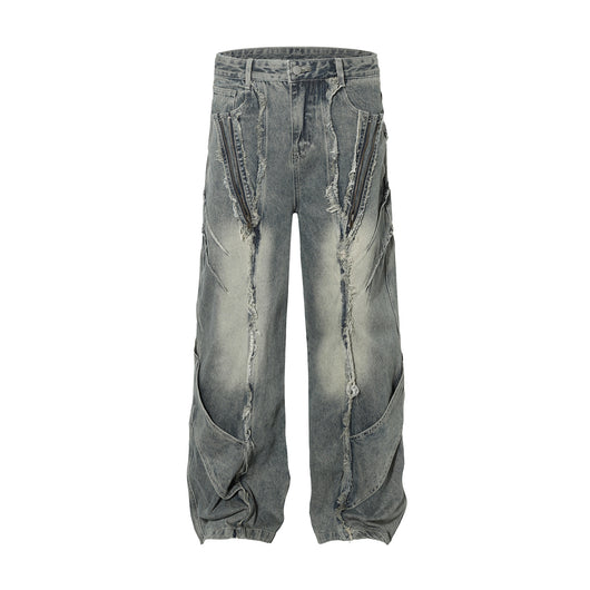 Pantalones Vaqueros Desgastados con Personalidad para Hombre - Image 20