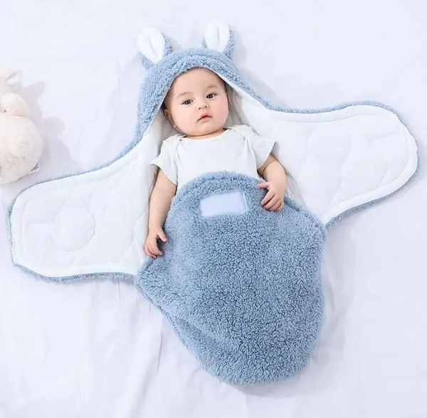 Saco de Dormir para Bebé Recién Nacido en Fleece Suave - Envoltorio Térmico Unisex con Soporte para la Cabeza