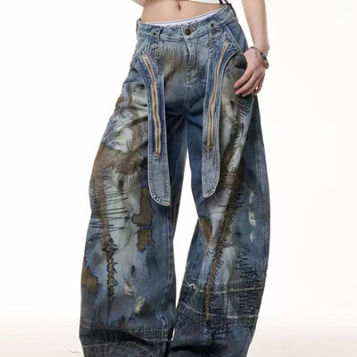 Pantalones Vaqueros Desgastados con Efecto Vintage Sucio - Image 9