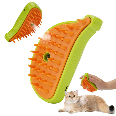 Cepillo Vaporizador 3 en 1 para Mascotas - Limpieza, Masaje y Deslanado