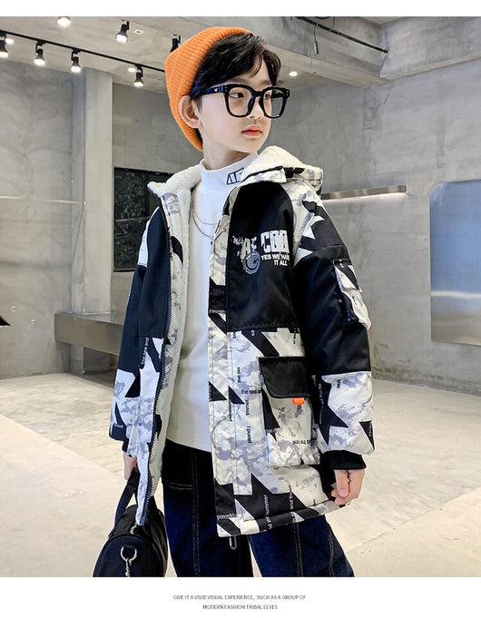 Parka Infantil Camuflaje con Forro de Terciopelo para Niños Medianos y Grandes - Image 13