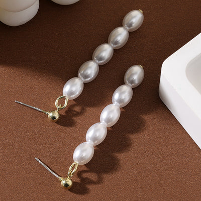 Aretes de Perla Grano de Arroz en Plata 925 Estilo Francés para Mujer - Image 4