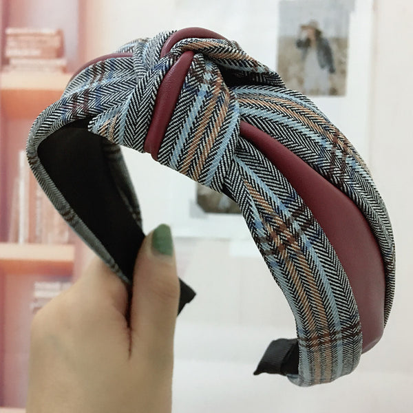 Cinta Retro Cuadros Anchos para Cabello - Accesorio Vintage Adulto