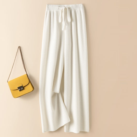 Pantalón Ancho de Lana Gruesa Cintura Alta Efecto Caída - Image 5