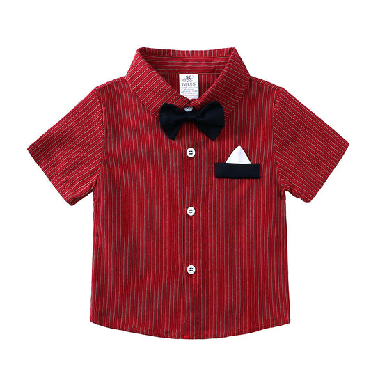 Conjunto de Tirantes con Corbatín Rojo a Rayas para Niño - Outfit Elegante para Celebraciones - Image 2