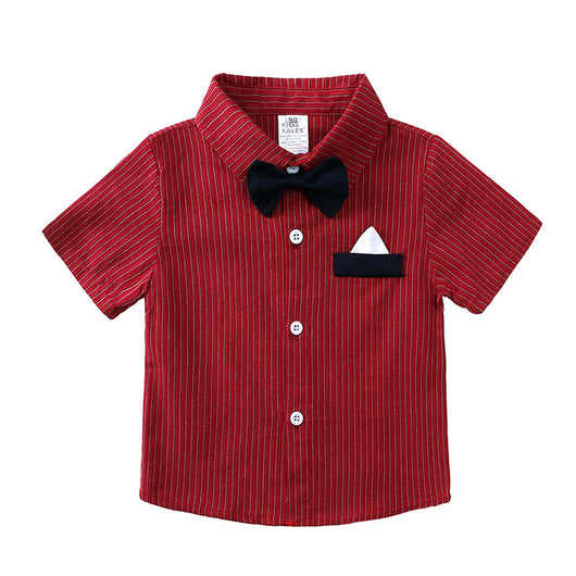 Conjunto de Tirantes con Corbatín Rojo a Rayas para Niño - Outfit Elegante para Celebraciones - Image 2