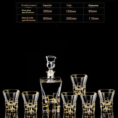 Juego de Copas de Cristal para Whisky y Vino con Detalles Dorados - Image 15