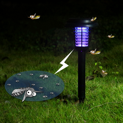 Lámpara Solar Anti-Mosquitos con Trampa UV - Eliminador de Insectos para Jardín