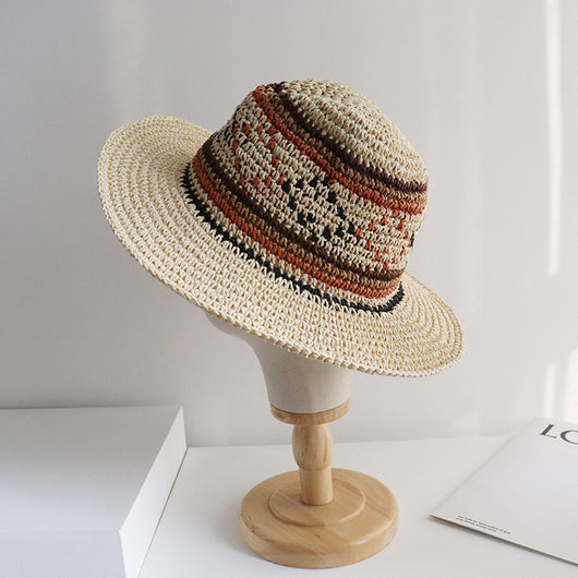 Sombrero Tejido a Mano con Ala Ancha para Viajes