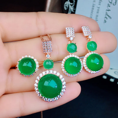 Conjunto de Calcedonia Verde Natural Tipo Hielo - Cristal Zhengyang - Image 9