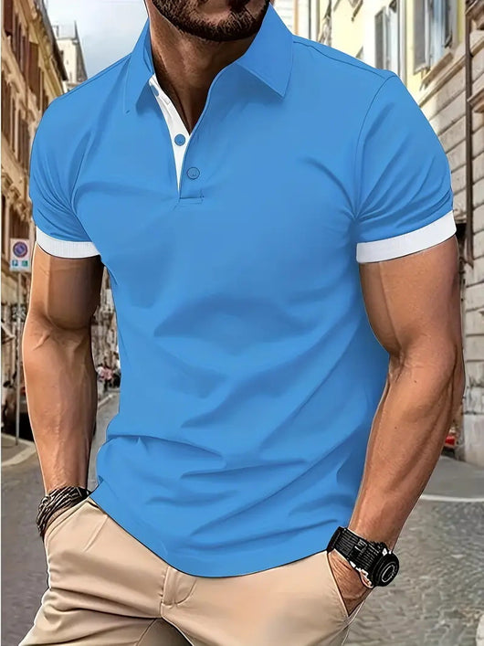 Polo Casual Holgado de Manga Corta Liso para Hombre - Image 23