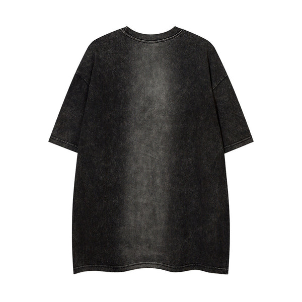 Camiseta Holgada Degradado Desteñido de Manga Corta