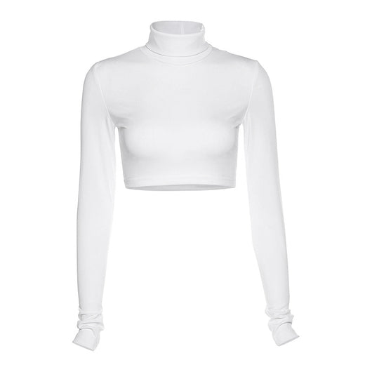 Camiseta Crop Top Ajustada de Color Liso para Mujer - Image 7